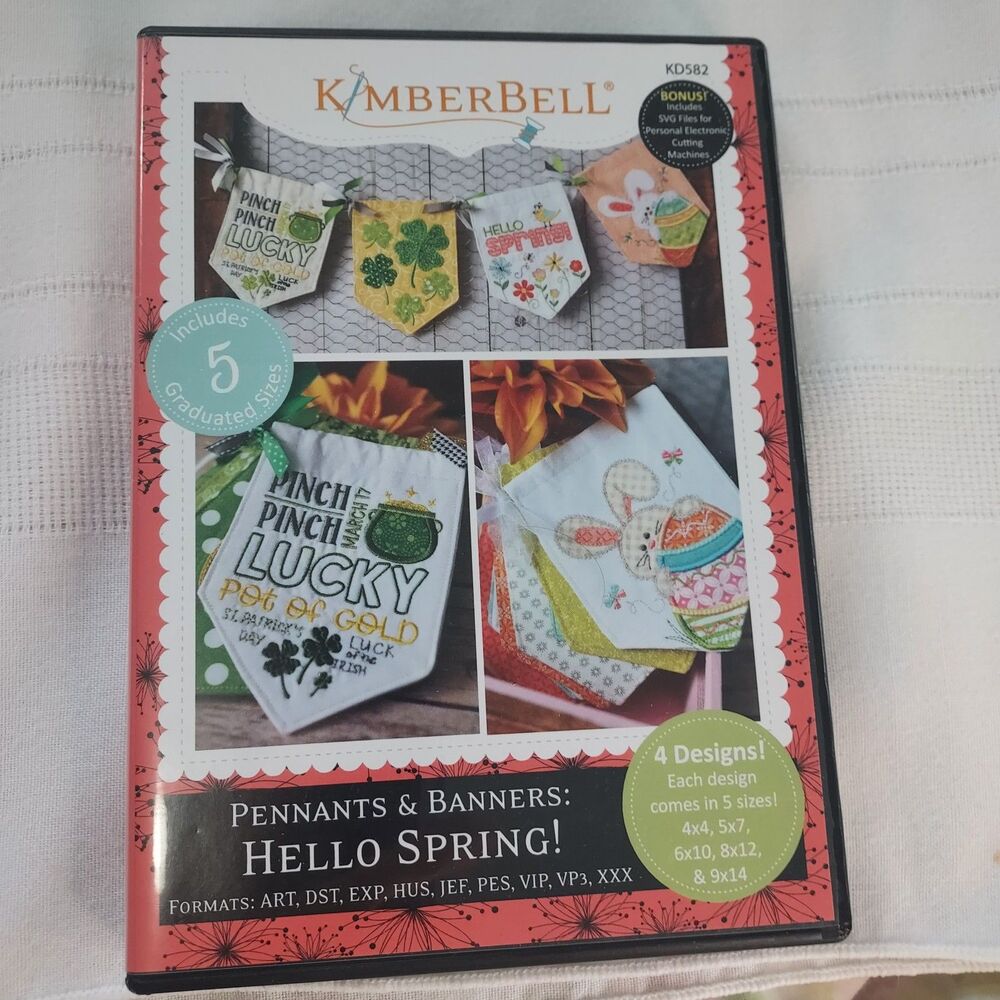 KimberBell Machine Embroidery Pennants & Banners: Hello Spring! KD582 Design CD